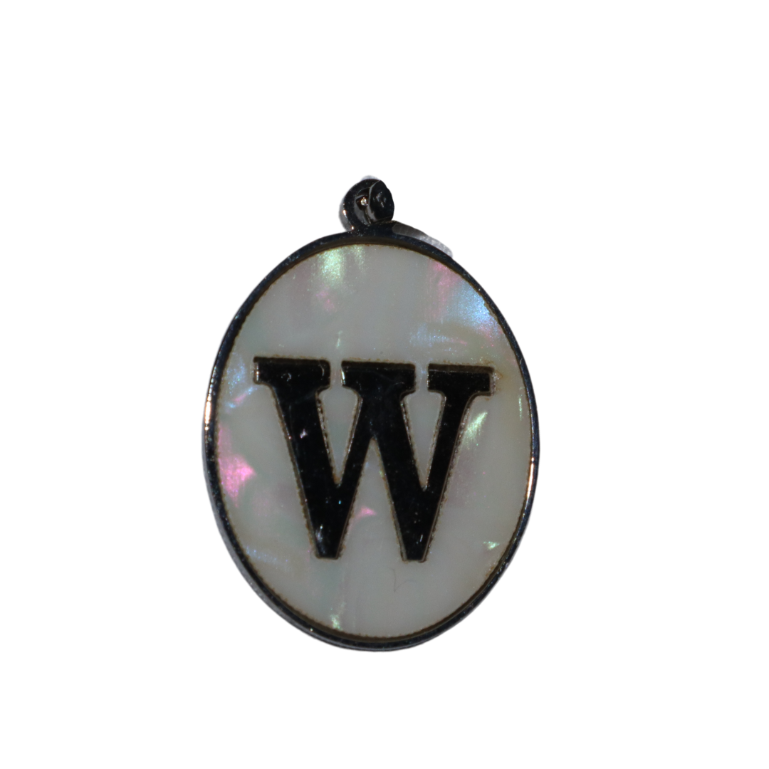 Oval Silver Mother of Pearl Initial Charms