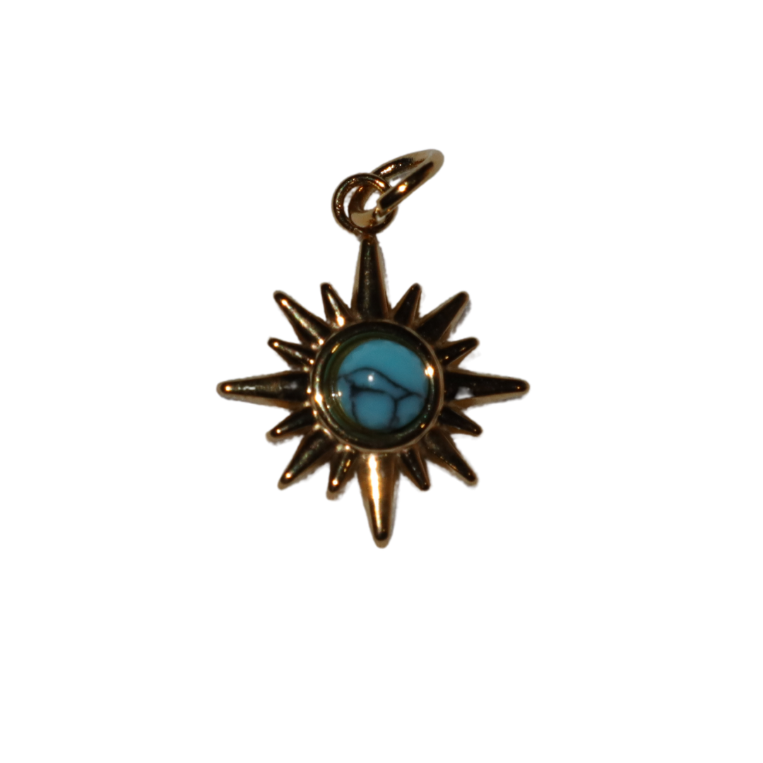 Gold Star with Turquoise Stone Charm