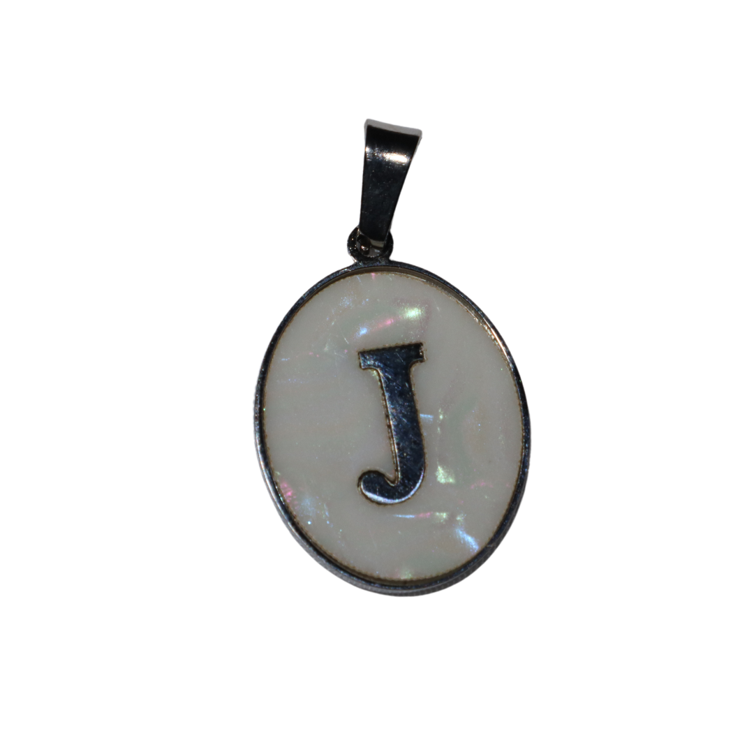 Oval Silver Mother of Pearl Initial Charms