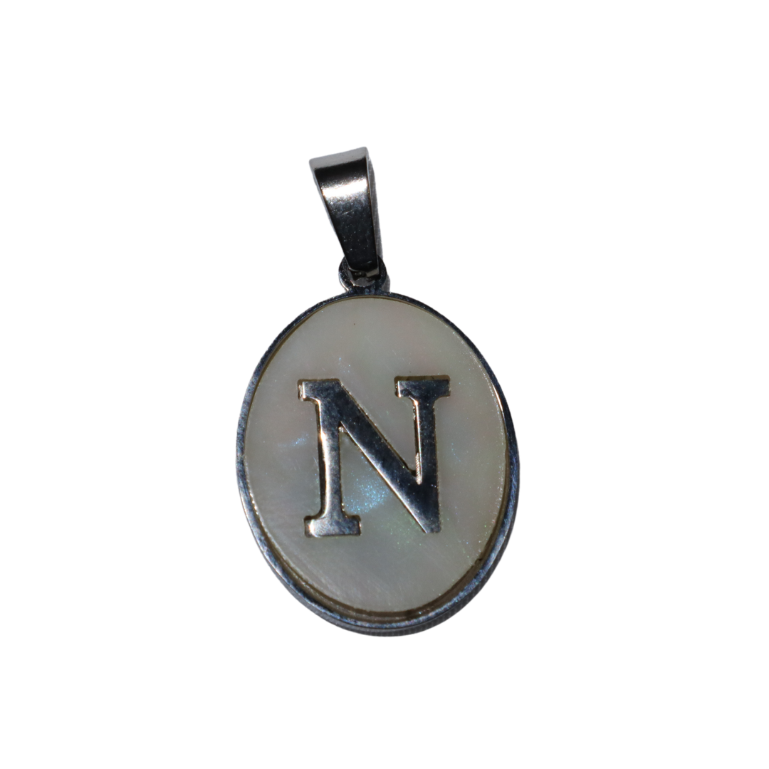 Oval Silver Mother of Pearl Initial Charms