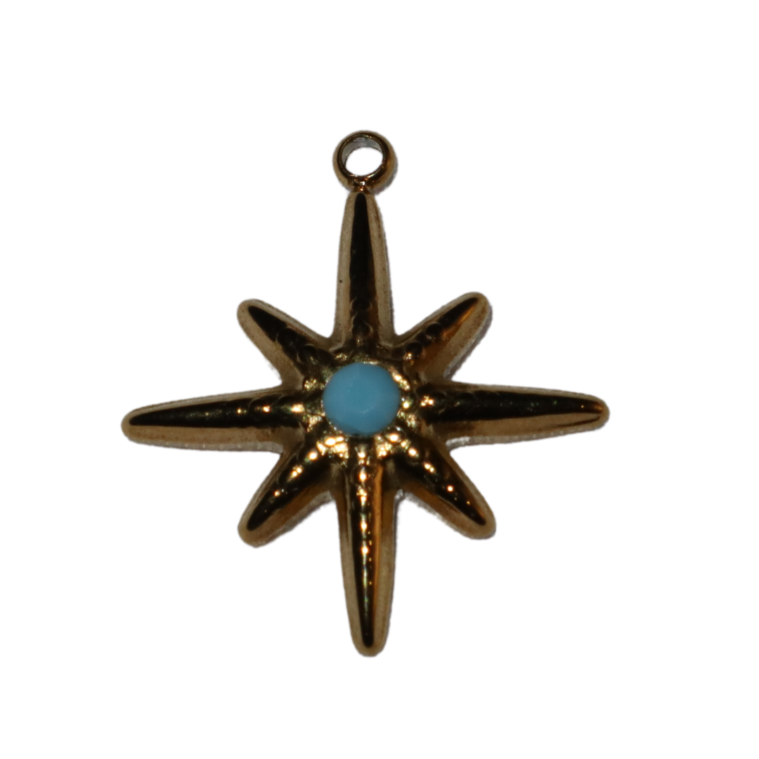 Polaris Star with Turquoise Stone Charm