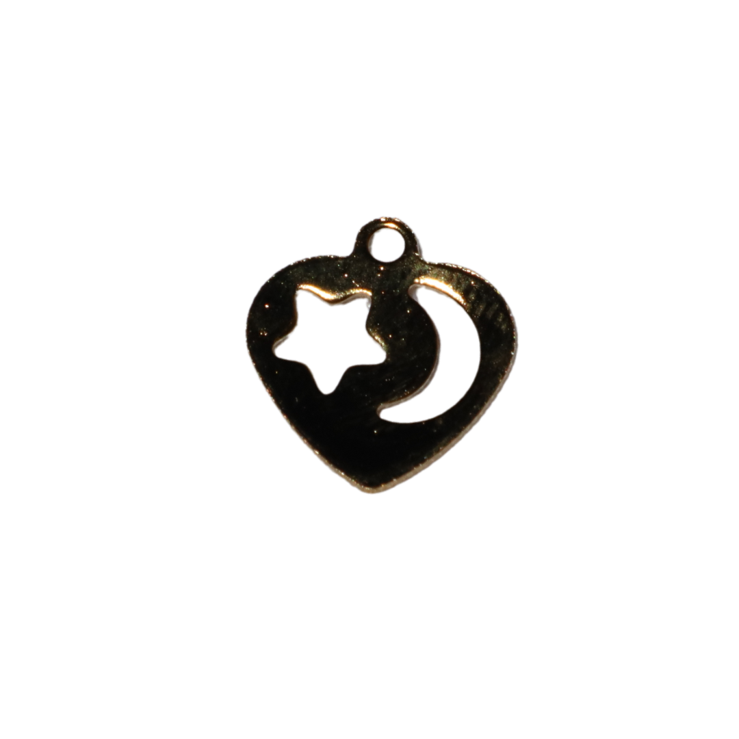 Heart with star and moon cutout Charm