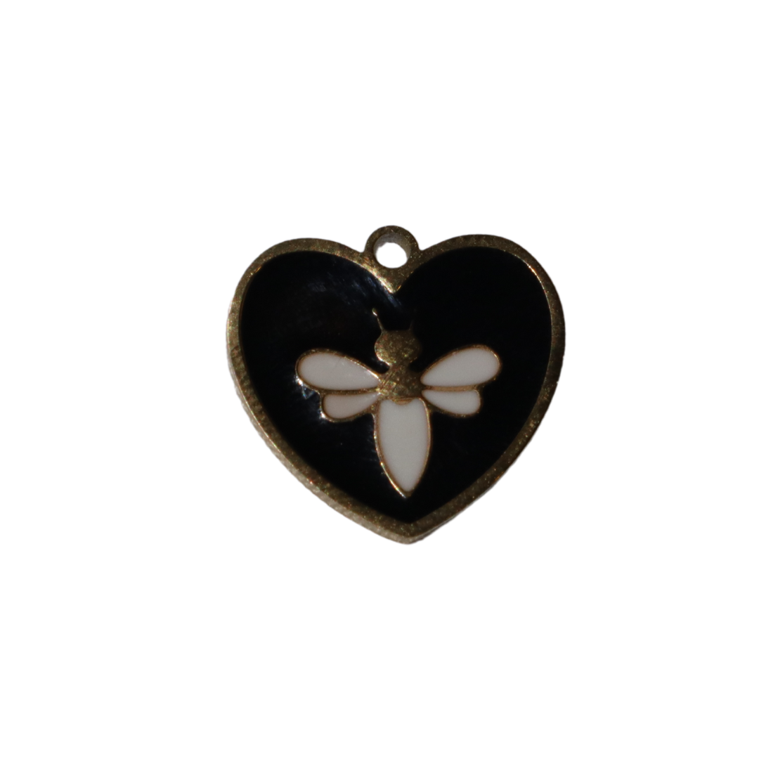 Black Heart with Bee Charm