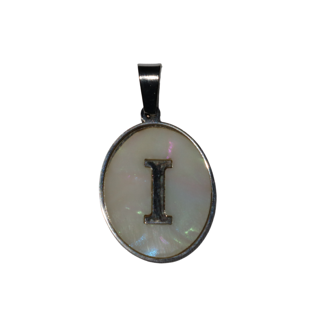Oval Silver Mother of Pearl Initial Charms