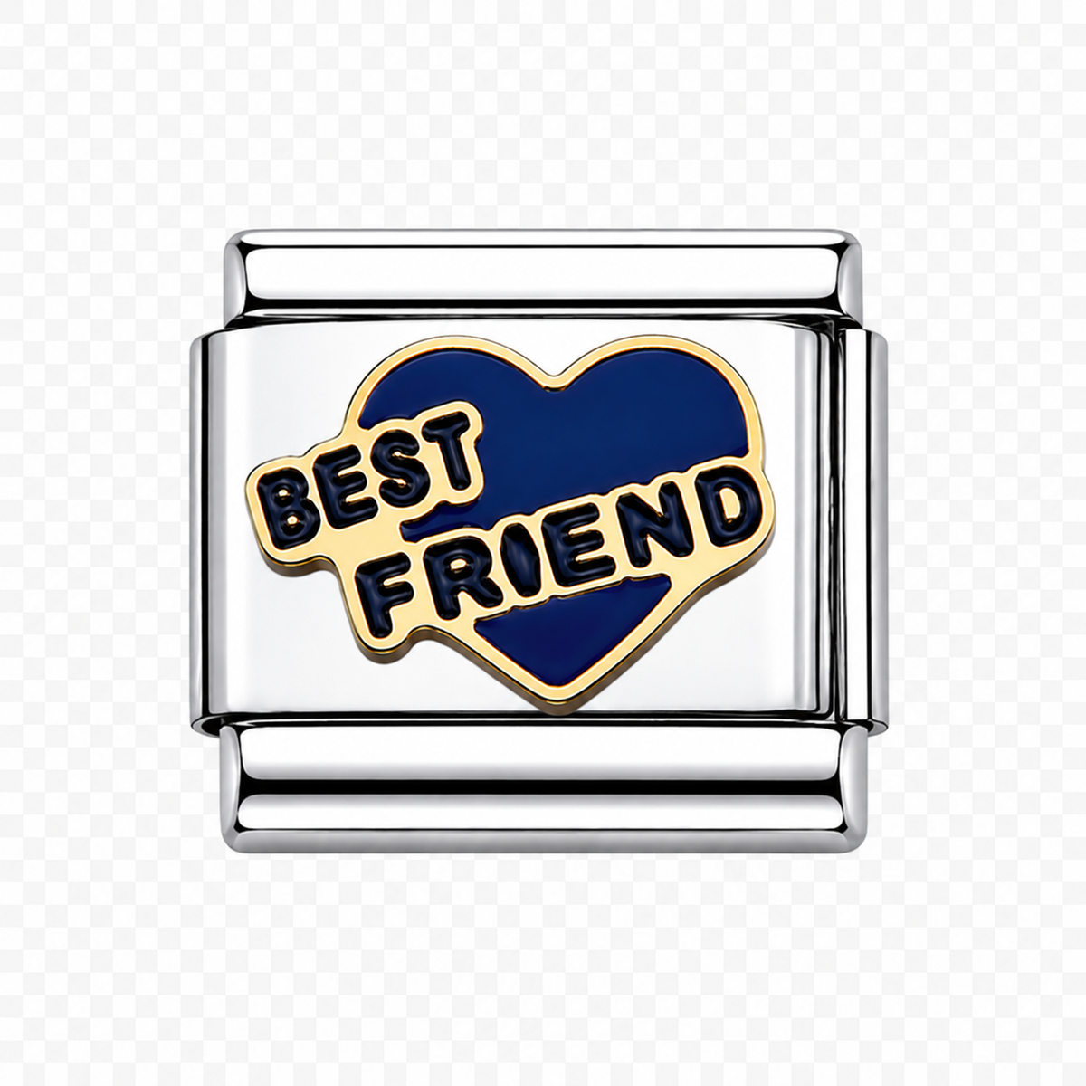Best Friend navy heart Italian Charm — Silver
