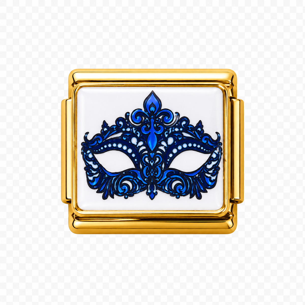 Blue Masquerade Mask Italian Charm — Gold