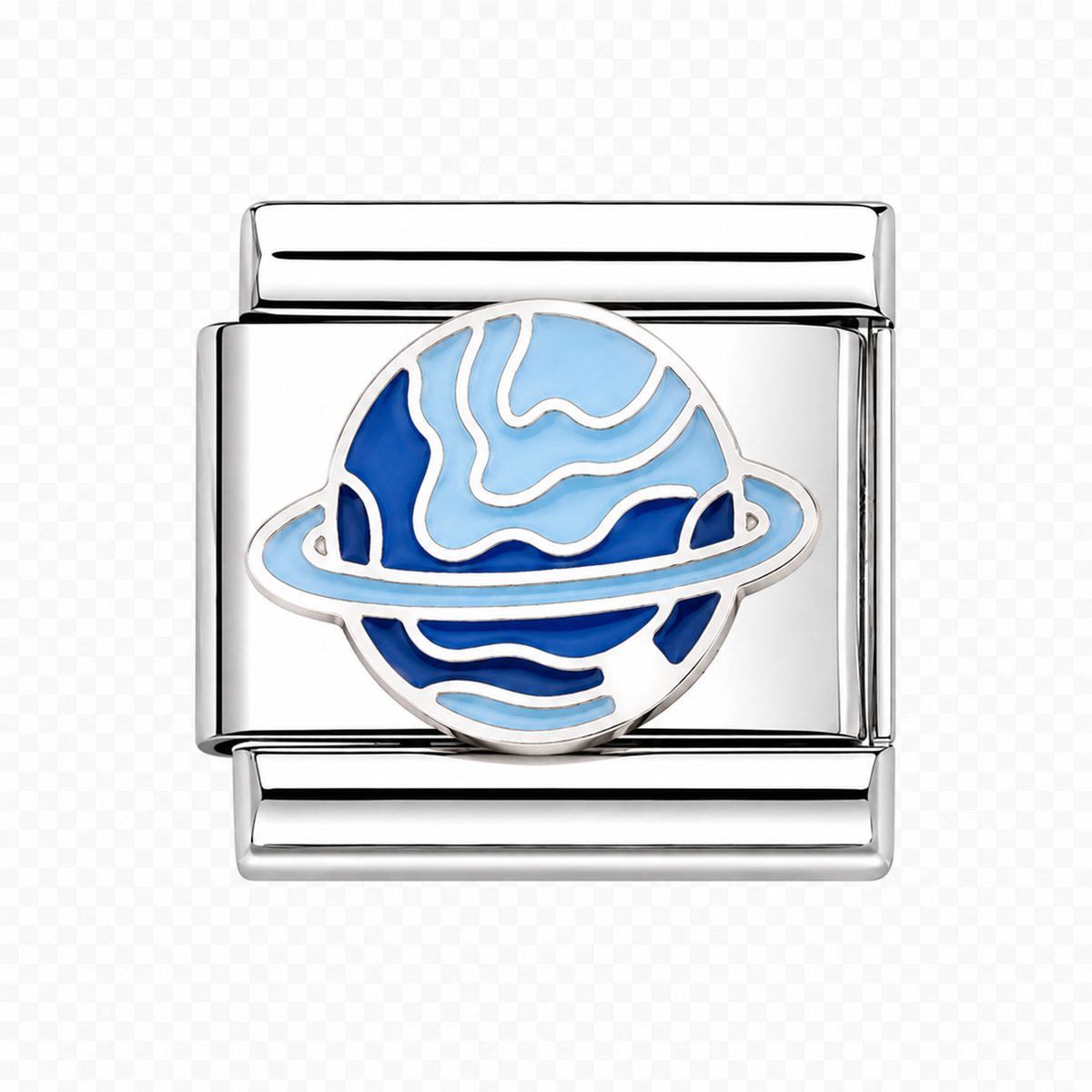 Blue Saturn Italian Charm — Silver