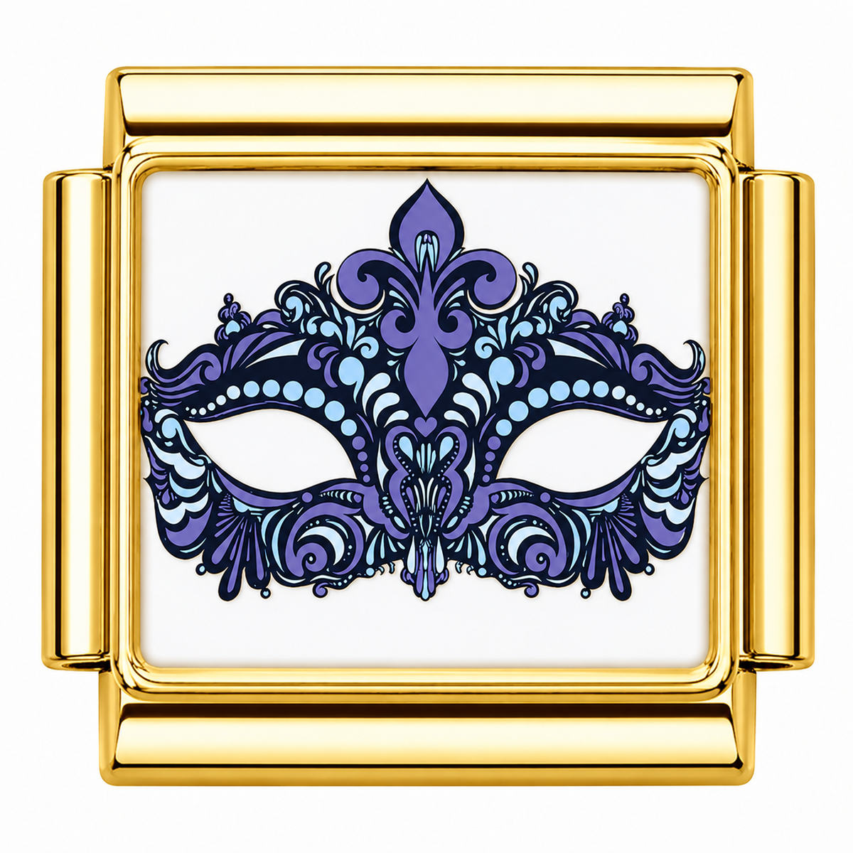 Blue masquerade mask with blue Italian Charm — Gold