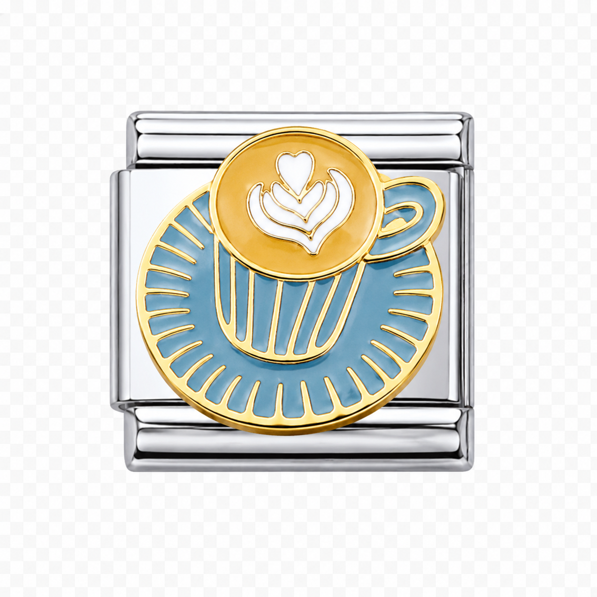 Blue teacup Latte Italian Charm — Silver