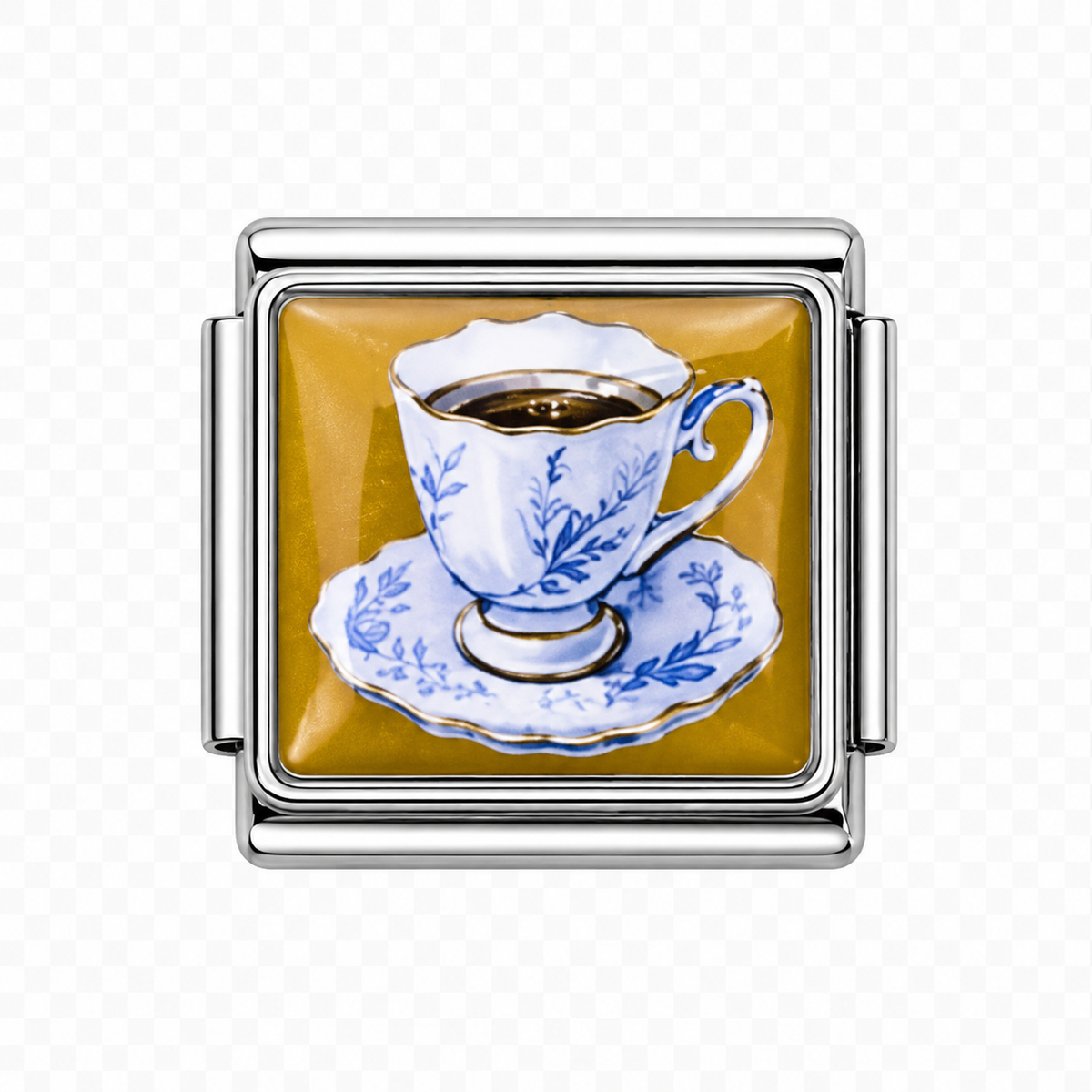 Blue teacup with tea Italian Charm — Silver