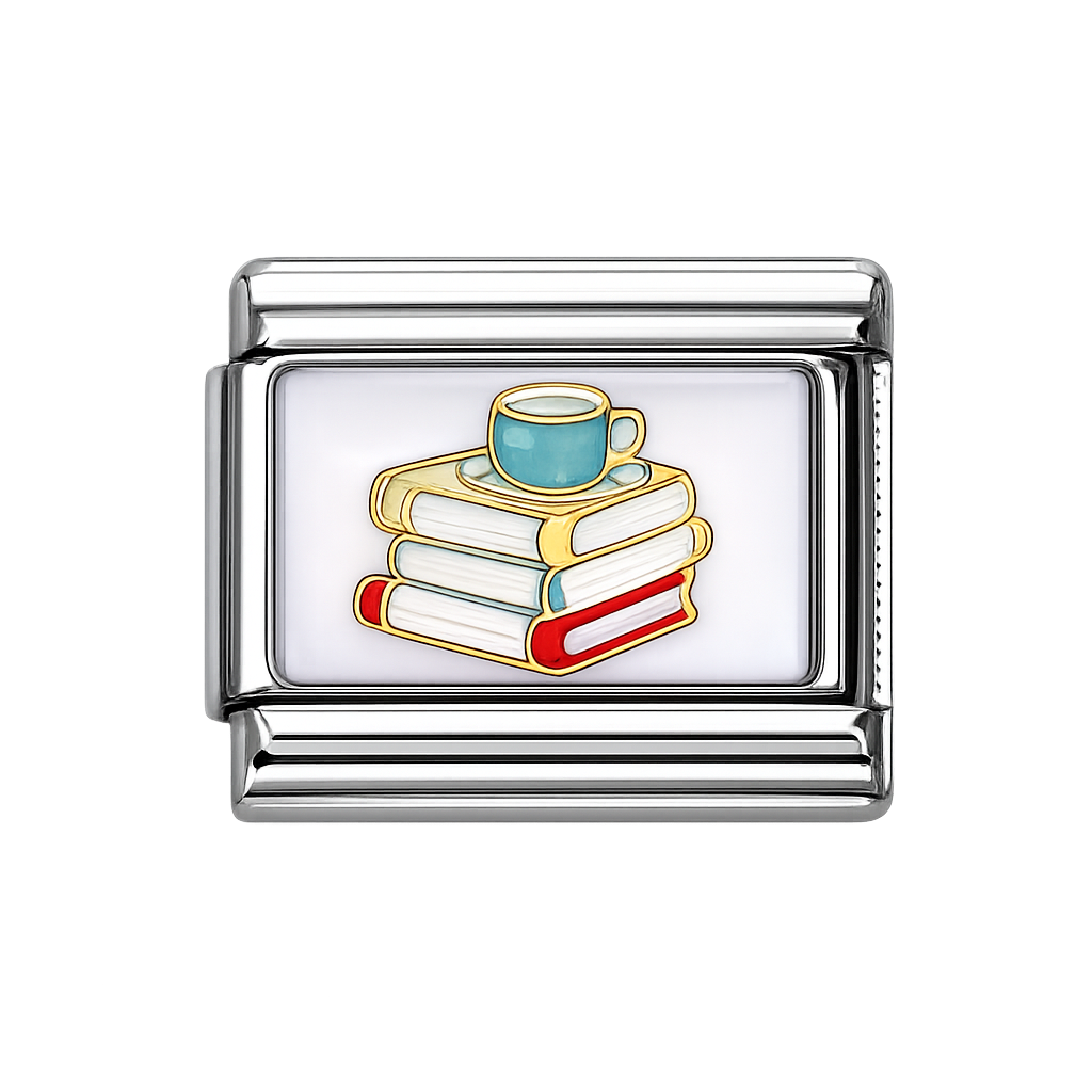 Books with tea Italian Charm — Silver