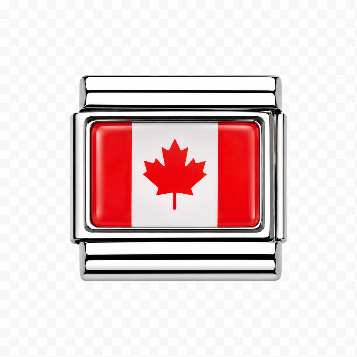 Canadian Flag Italian Charm — Silver