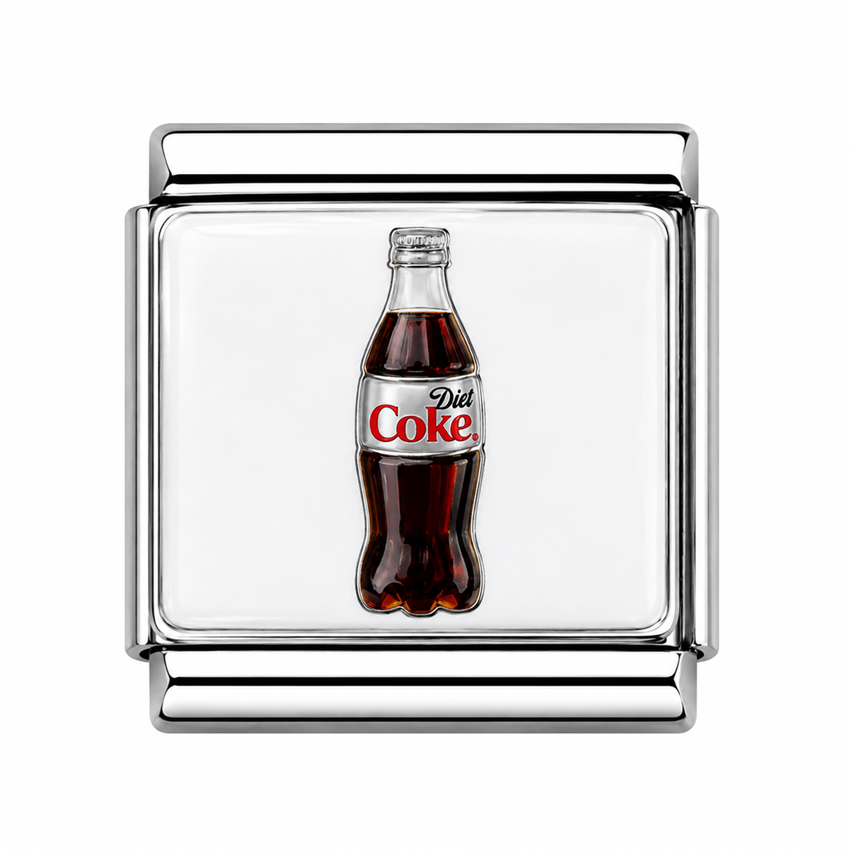 Diet Coke Bottle Italian Charm — Silver