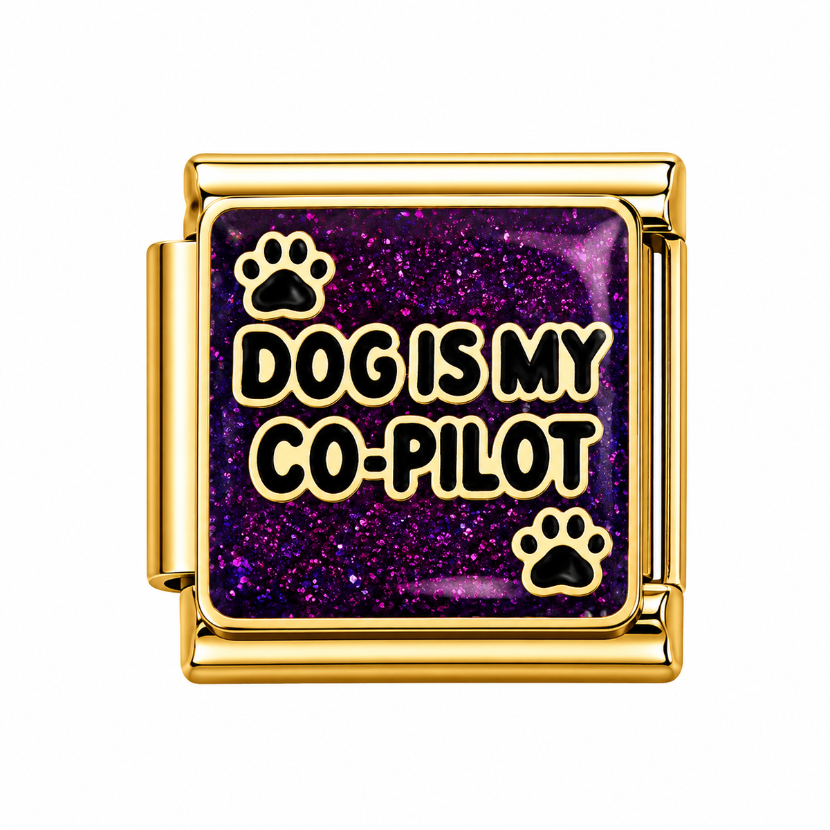 Dog is my Co-pilot Italian Charm — Gold