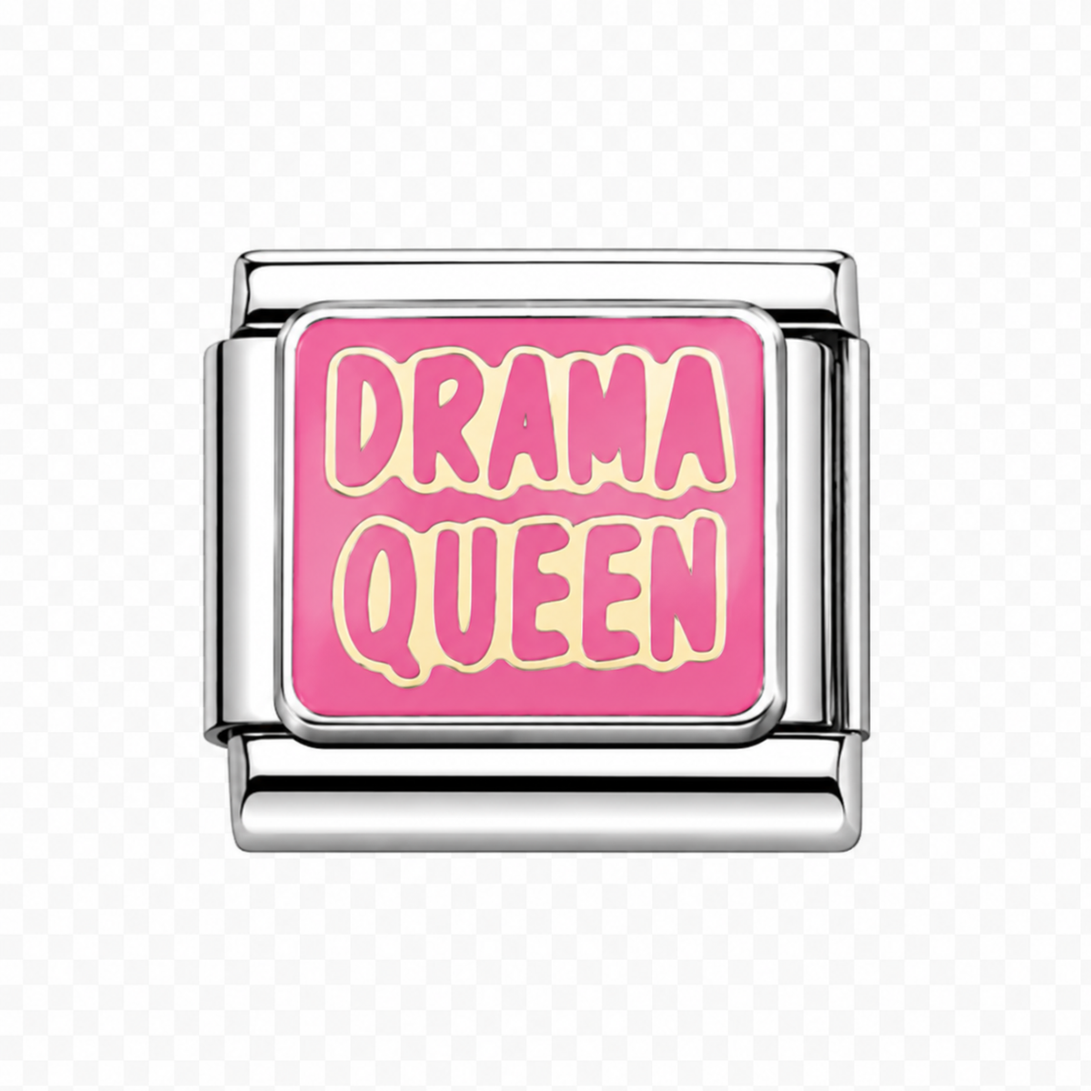 Drama Queen pink Italian Charm — Silver