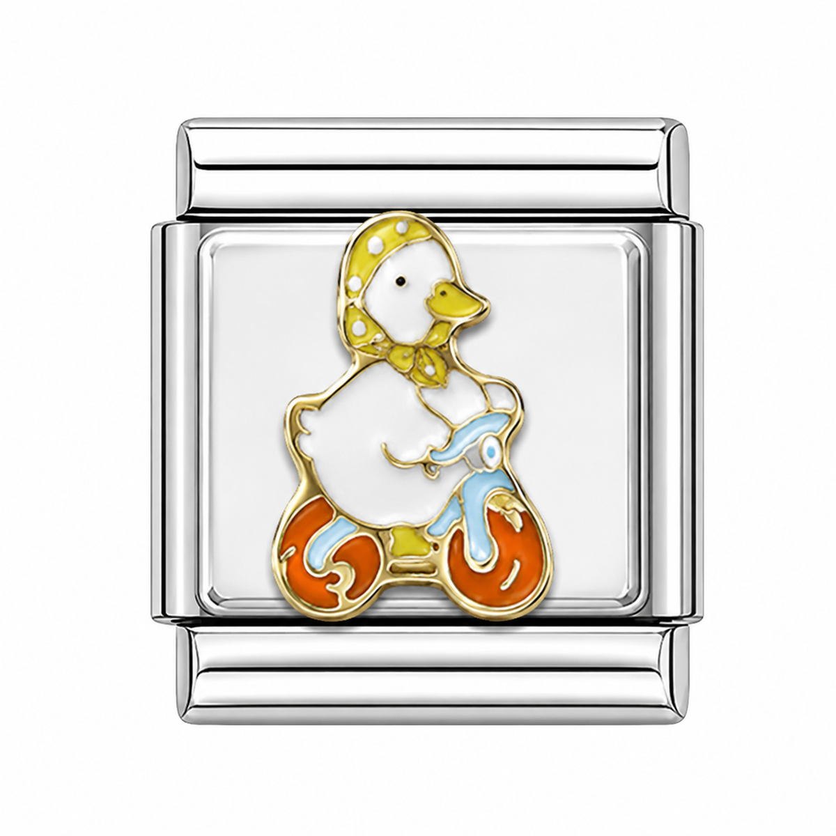 Duck on scooter Italian Charm — Silver