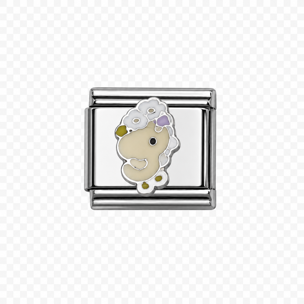 Duck with Flower Crown Italian Charm — Silver