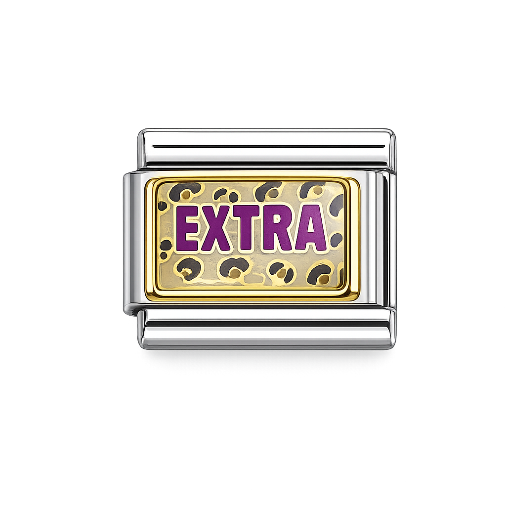 Extra Cheetah print Italian Charm — Silver