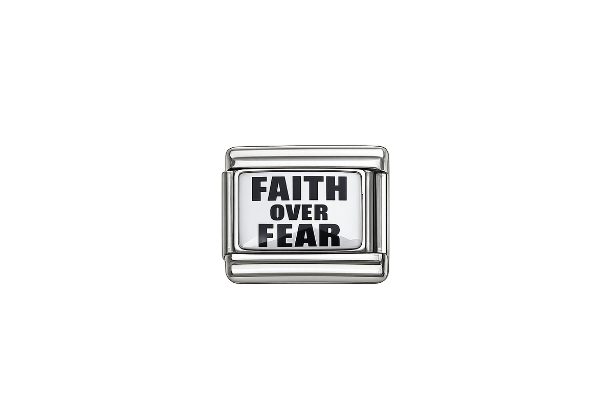 Faith over Fear Italian Charm — Silver