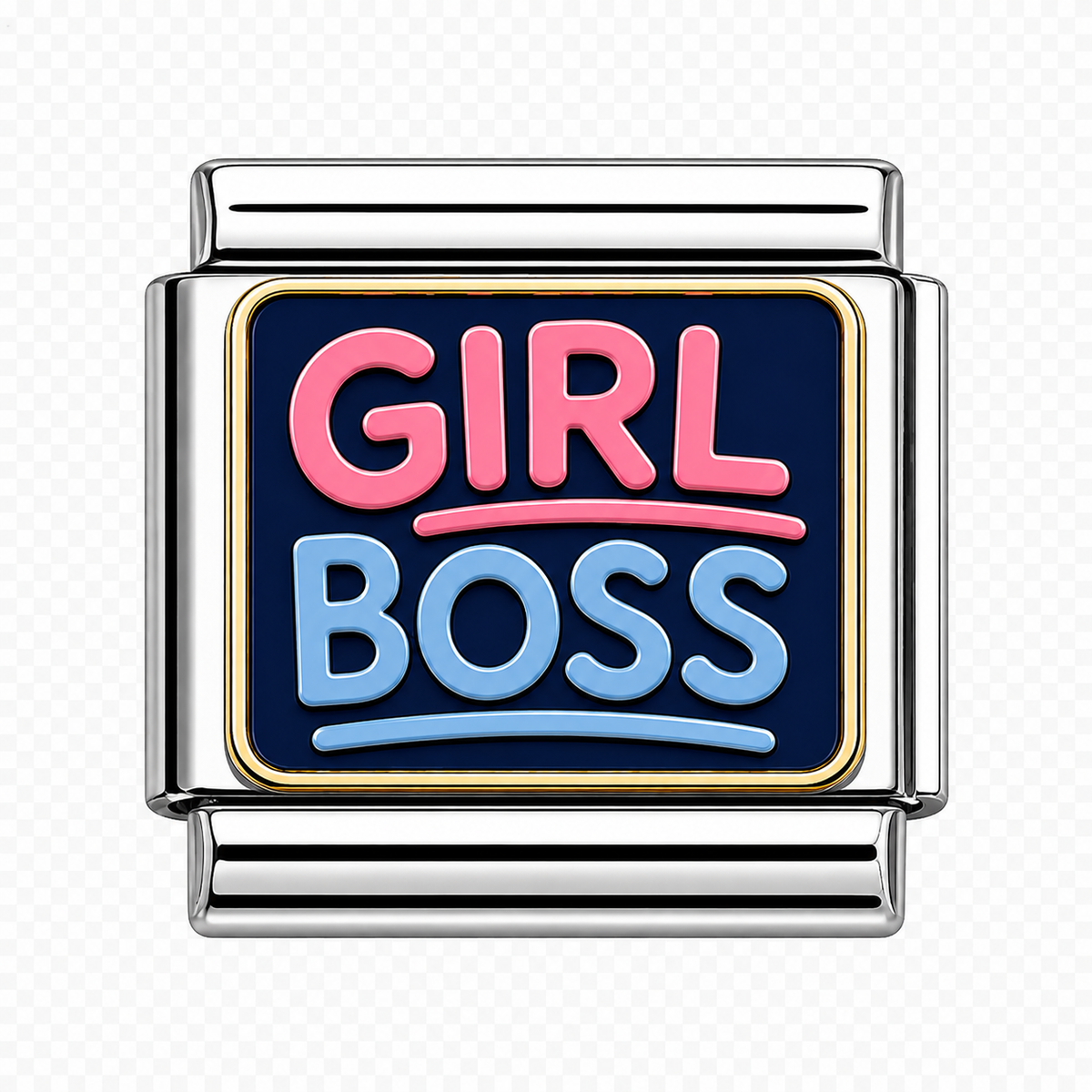 Girl Boss (Pink and Blue) Italian Charm — Silver