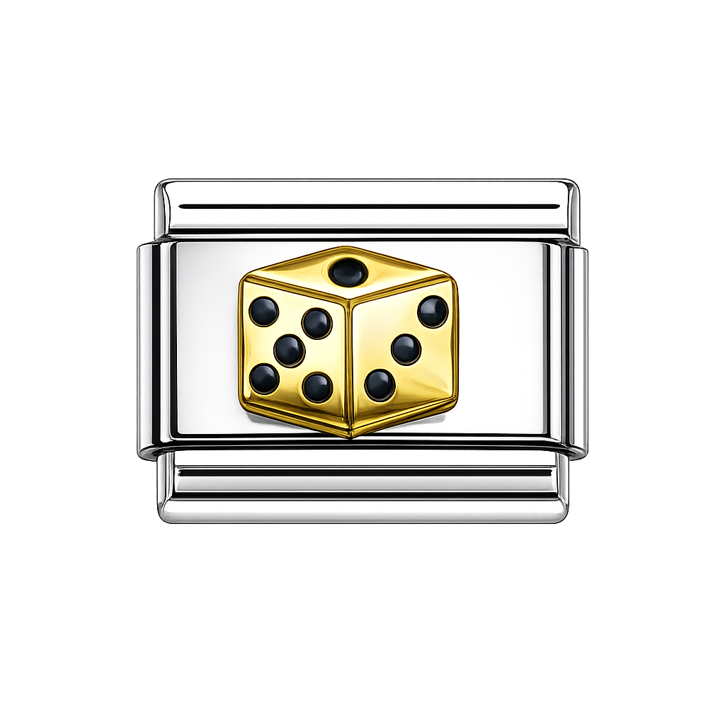Gold Dice Silver Italian Charm — Gold