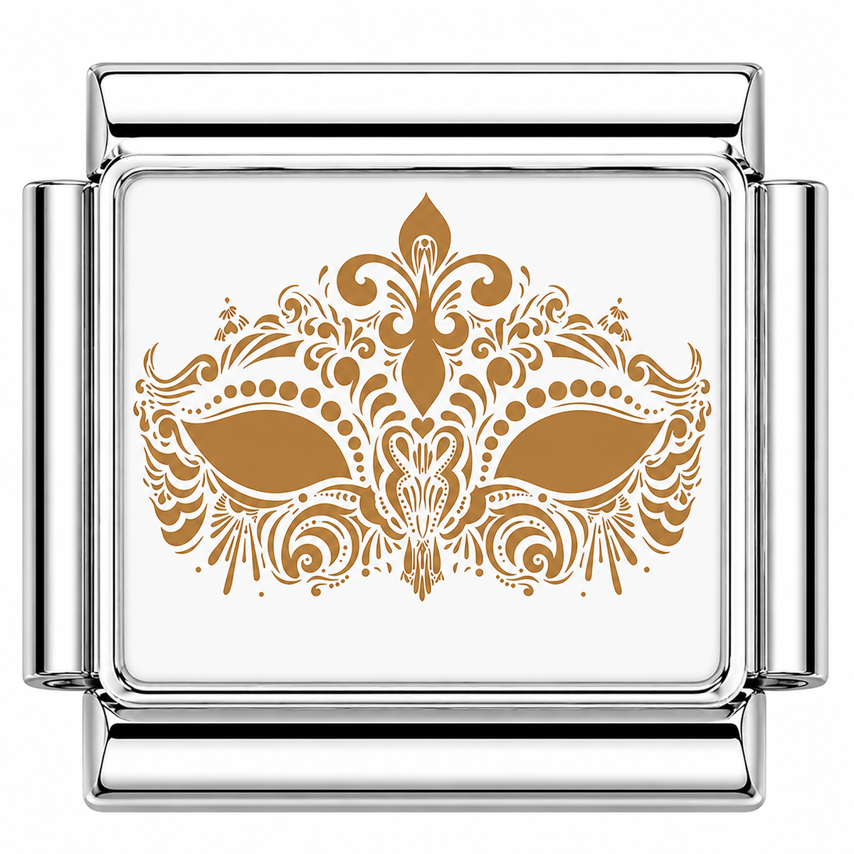 Gold masquerade mask silver Italian Charm — Gold