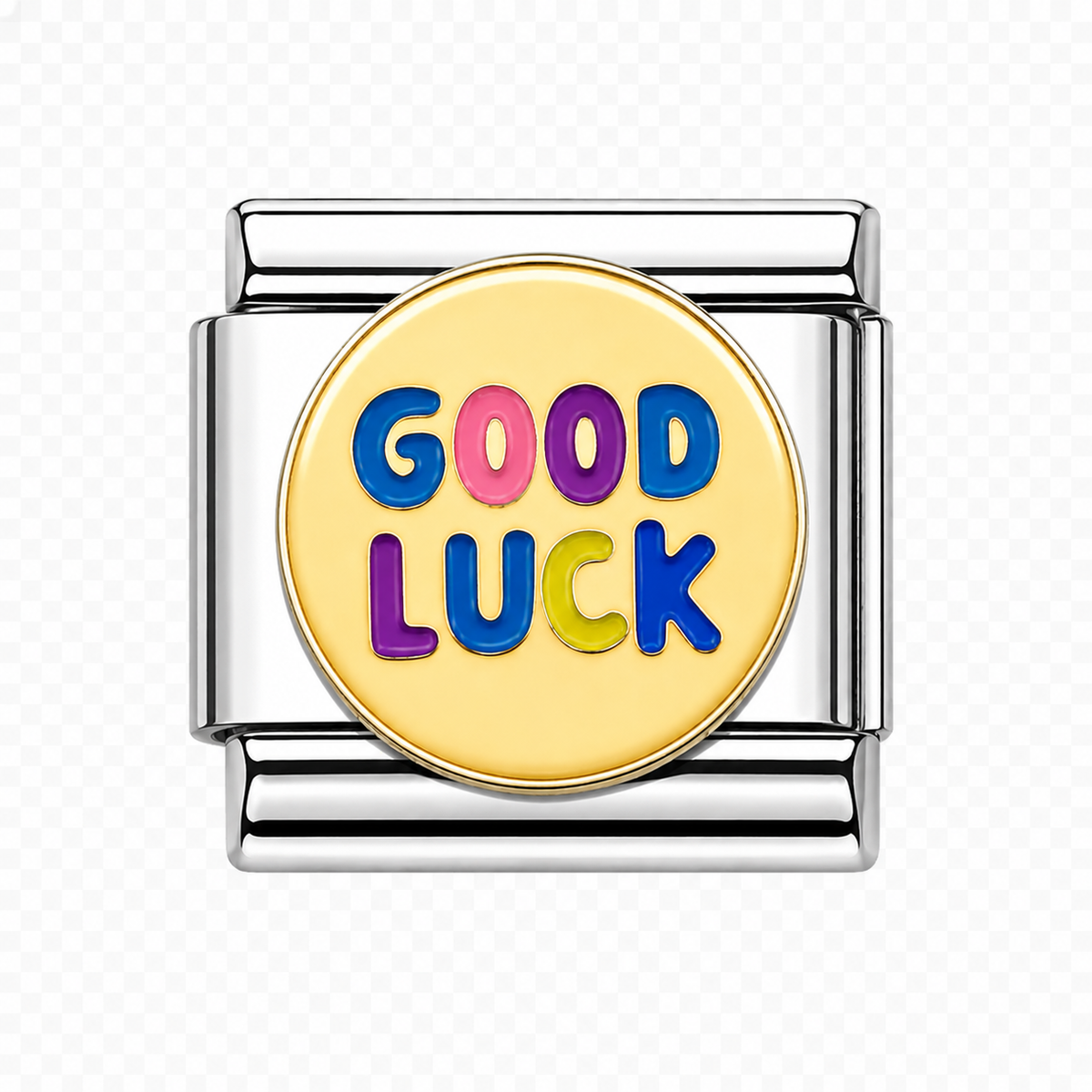 Good luck circle Italian Charm — Silver