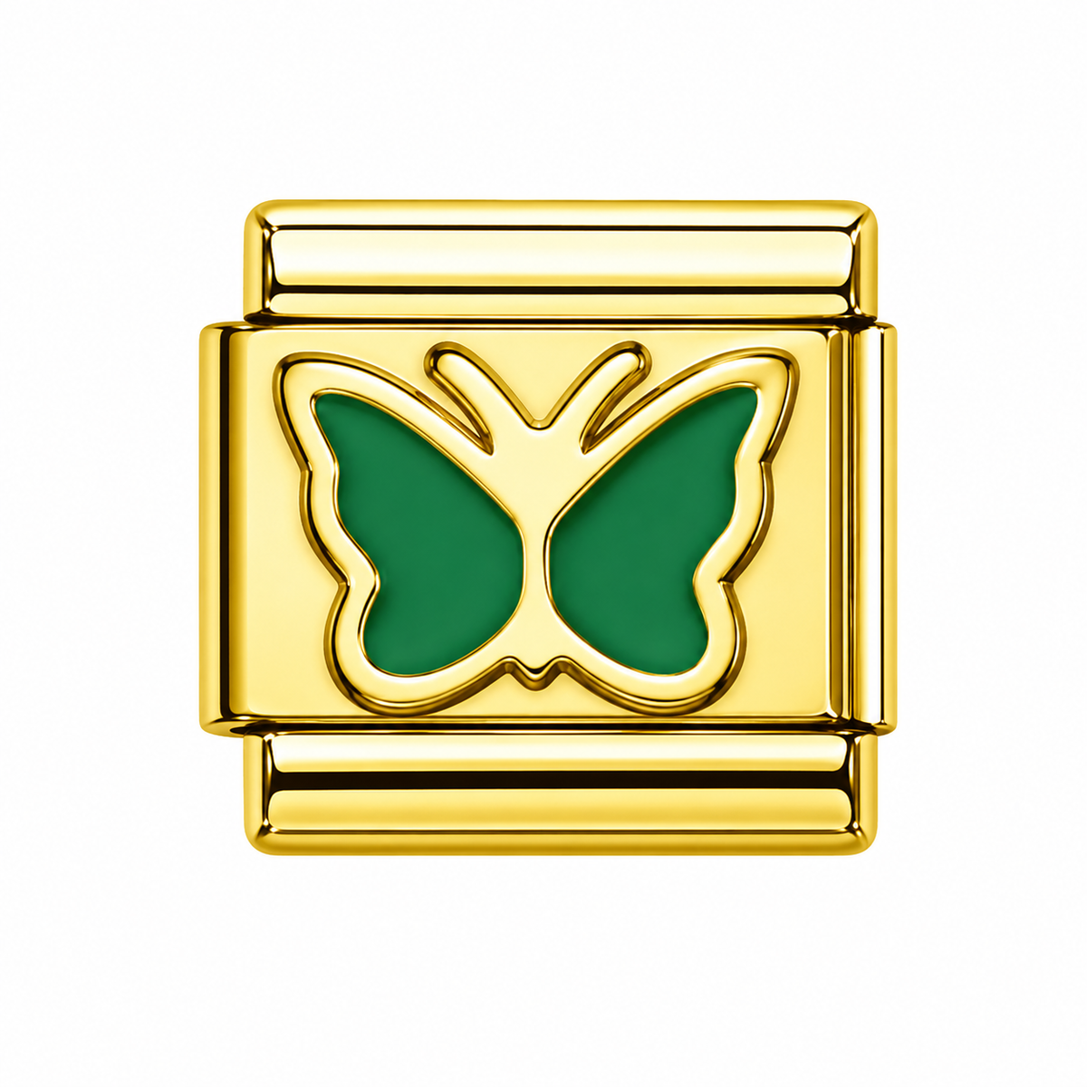 Green Butterfly Italian Charm — Gold