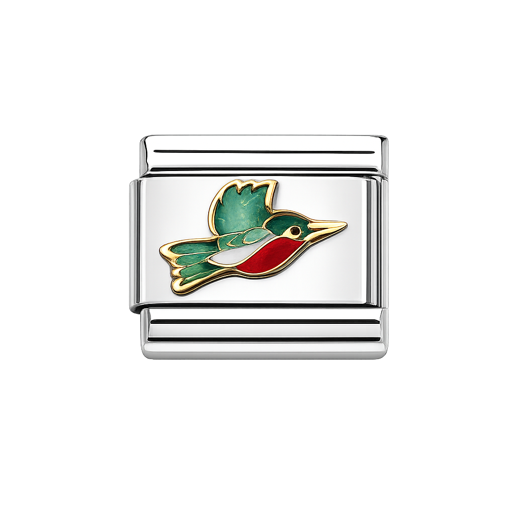 Humming Bird Italian Charm — Silver