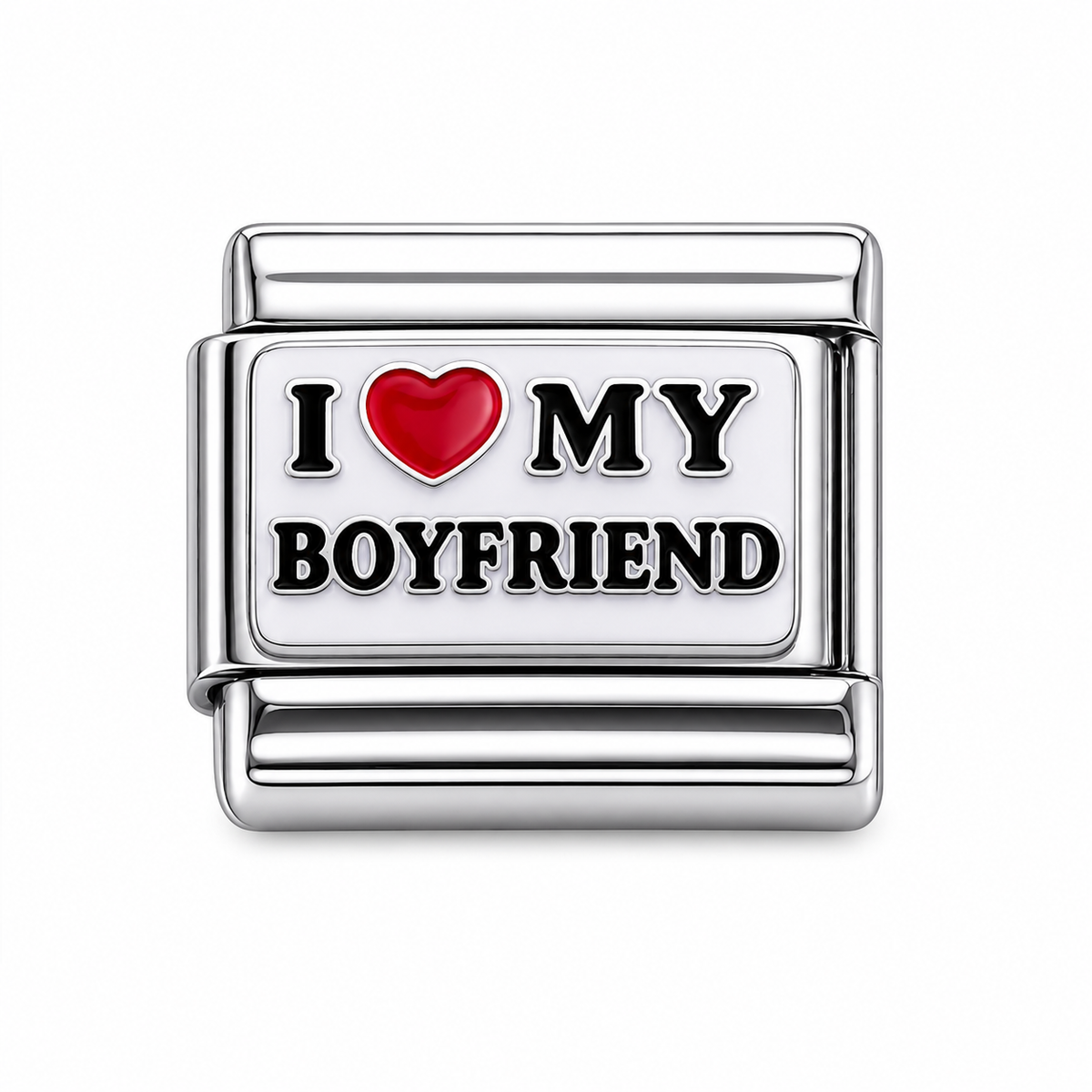 I love my boyfriend Italian Charm — Silver