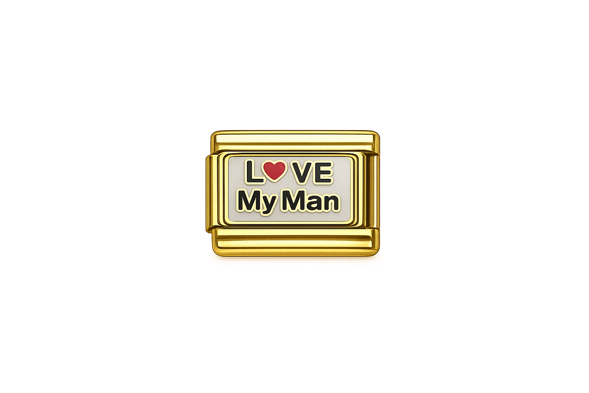 I love my man Italian Charm — Gold