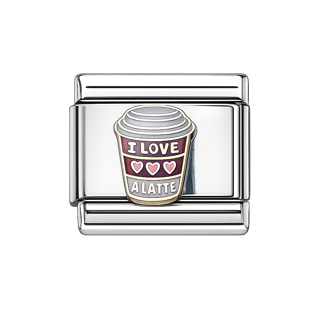 I love you a latte Italian Charm — Silver