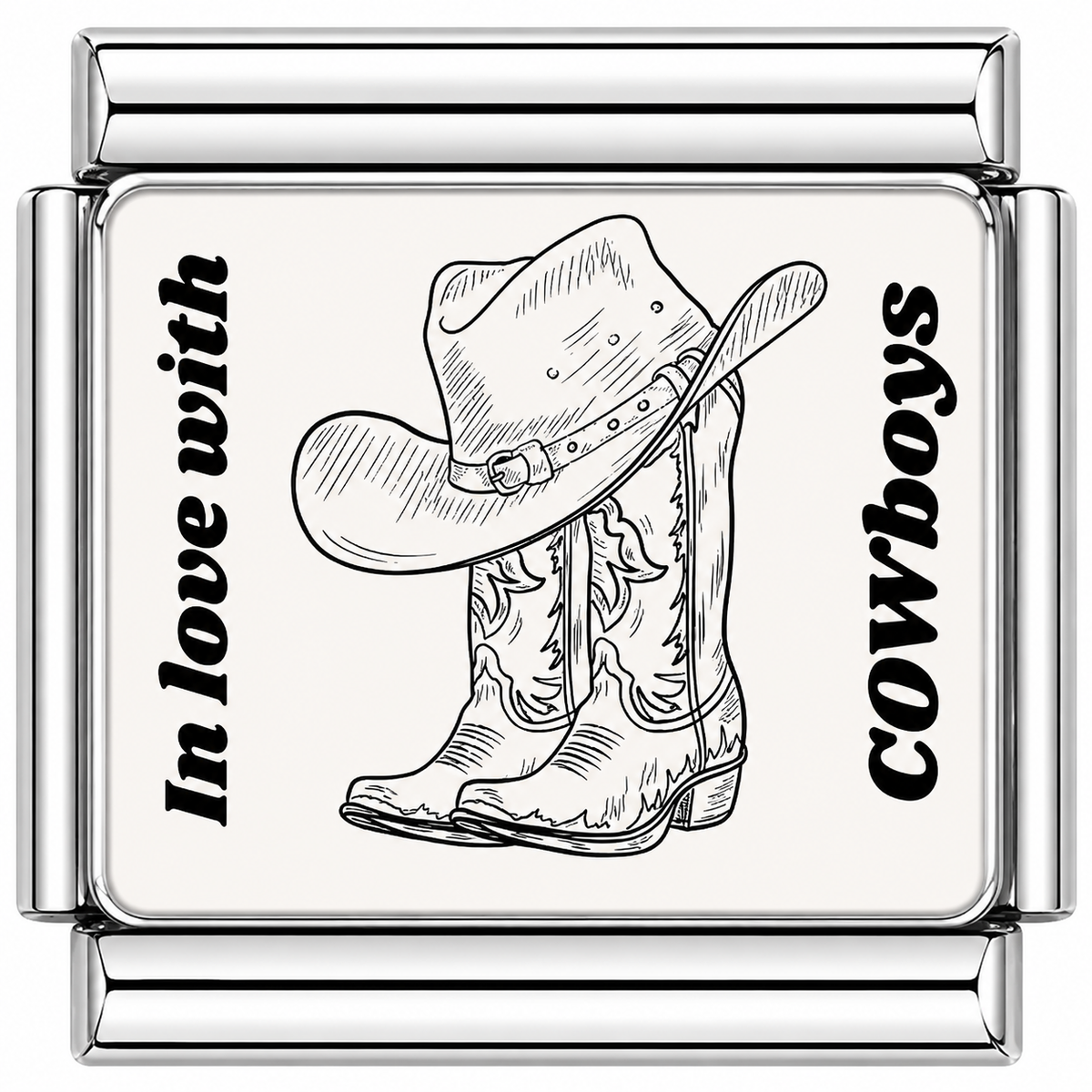 In love with cowboys Italian Charm — Silver
