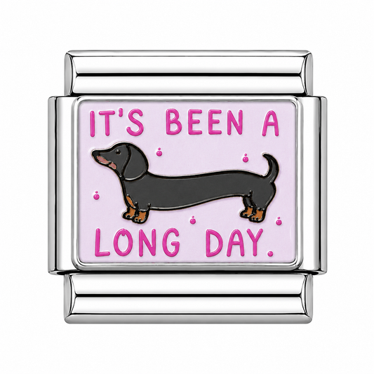 It s been a long day weiner dog Italian Charm — Silver