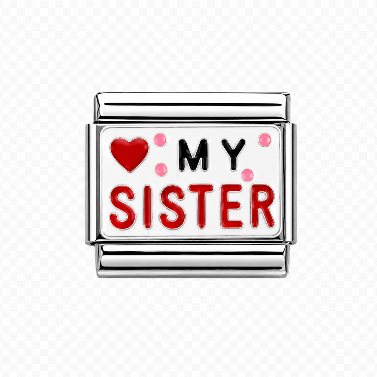 Love my sister Italian Charm — Silver