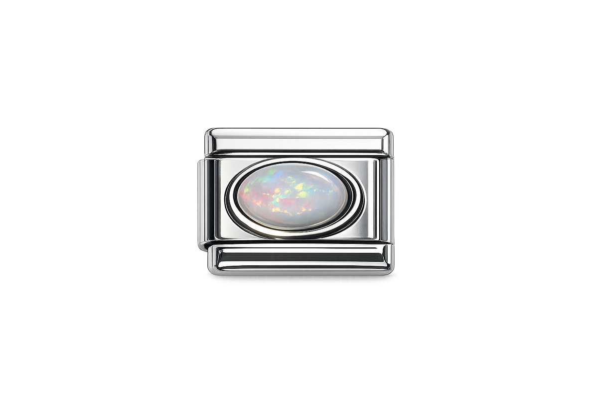 Opal Gemstone Italian Charm — Silver