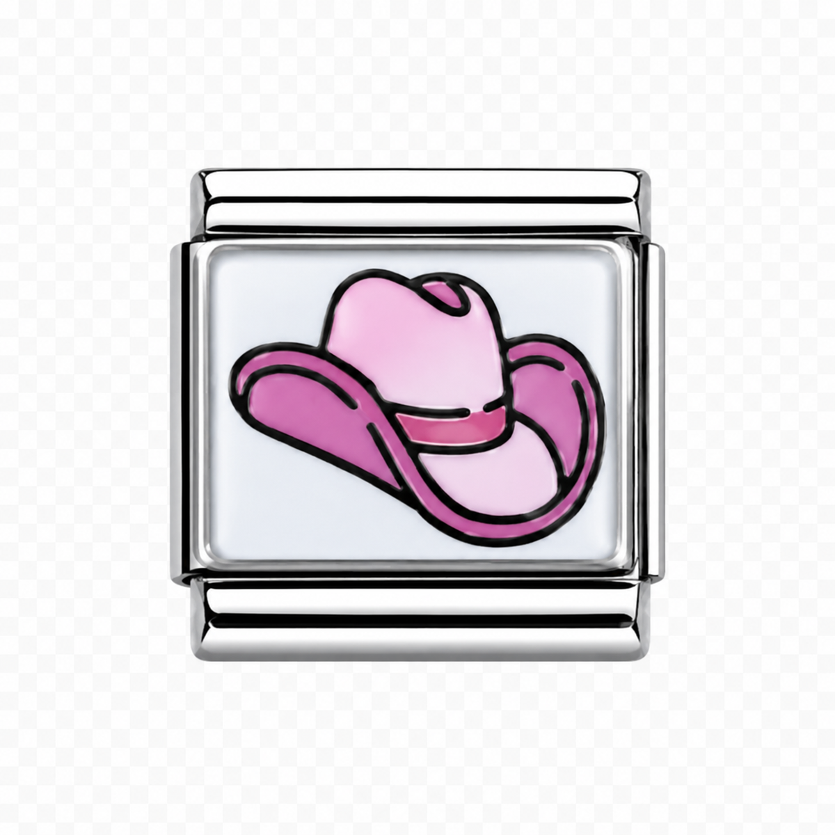 Pink Cowboy Italian Charm — Silver