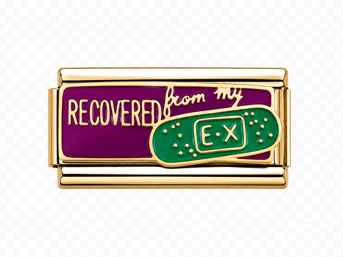 Recovered from my ex green bandaid Italian Charm — Gold
