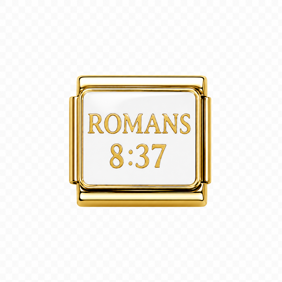 Romans 8.37 Italian Charm — Gold