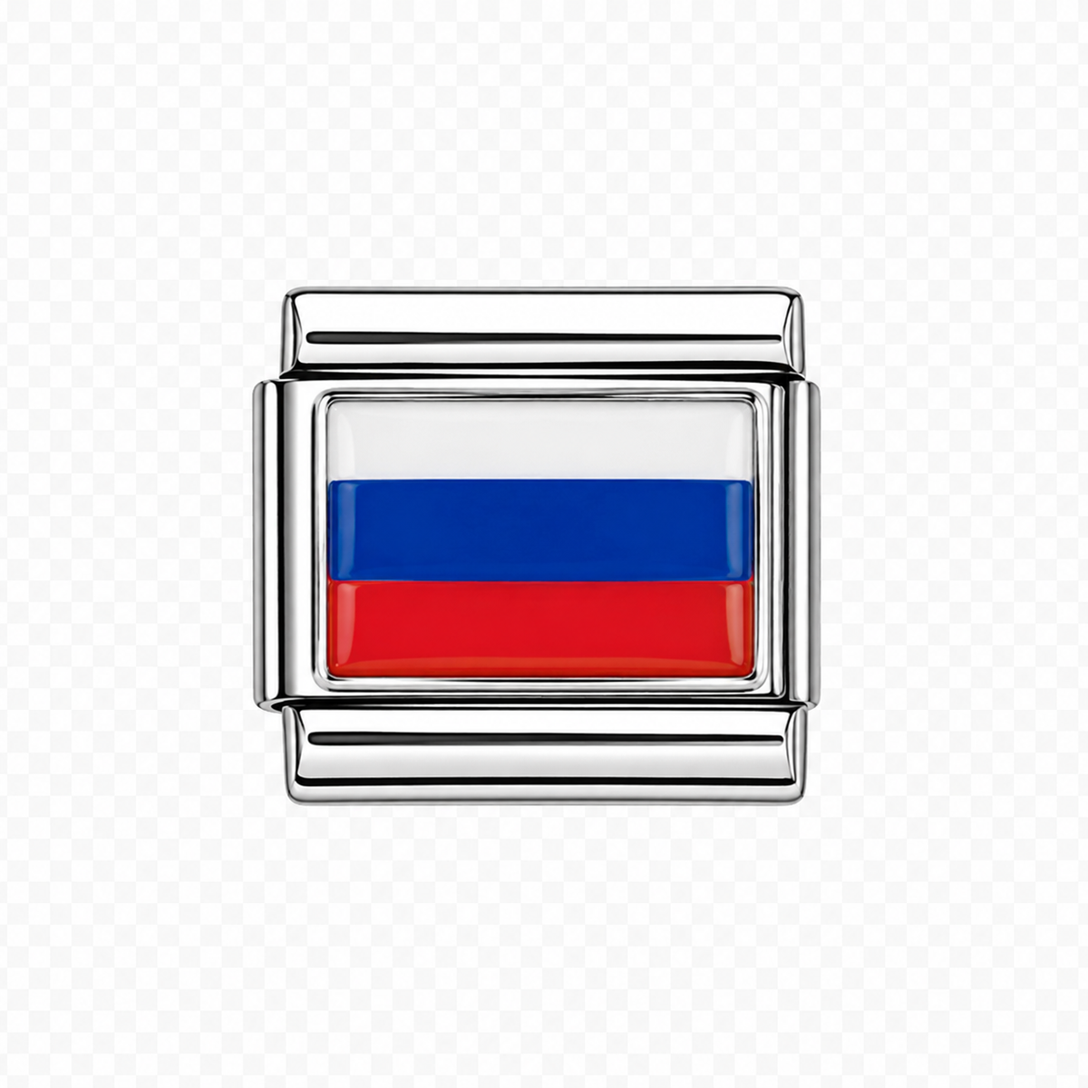 Russian Flag Italian Charm — Silver