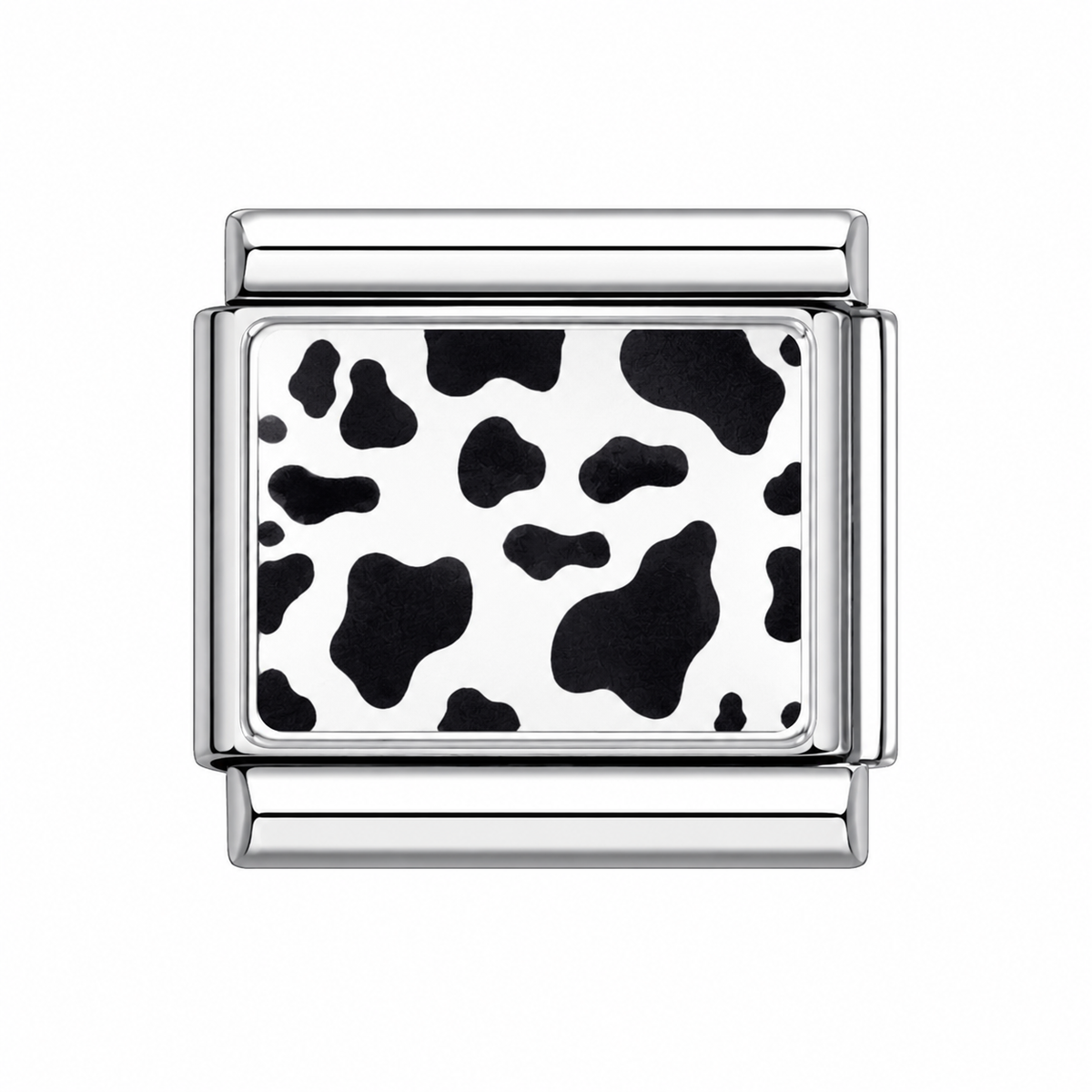 Small Cowprint Italian Charm — Silver