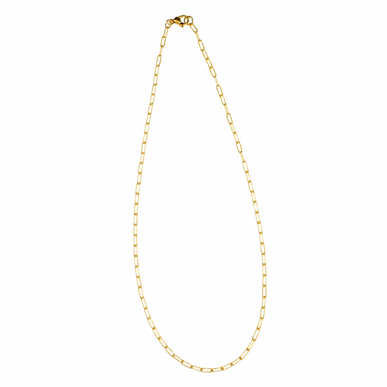 Small Paperclip Necklace — Gold