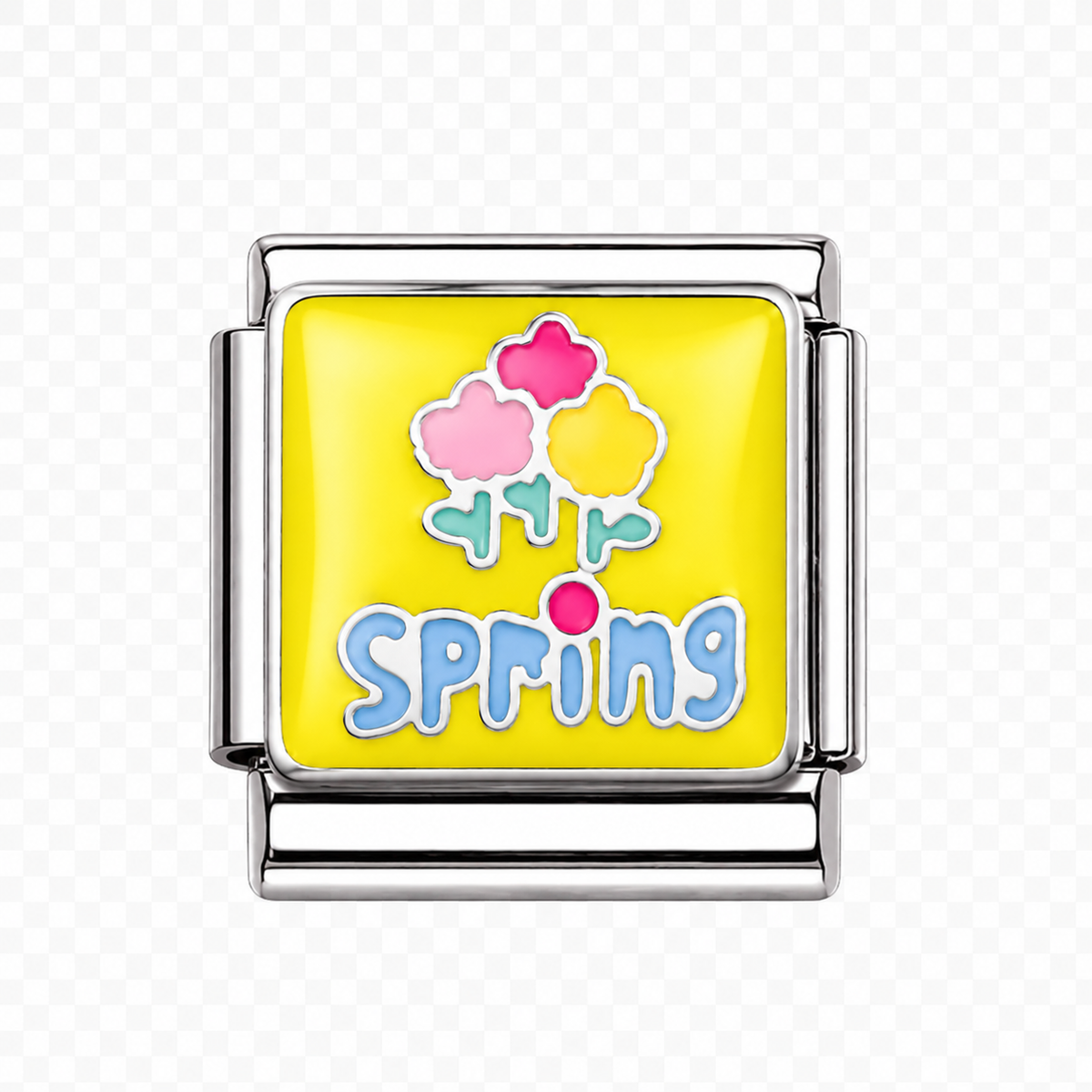 Spring on yellow Italian Charm — Silver