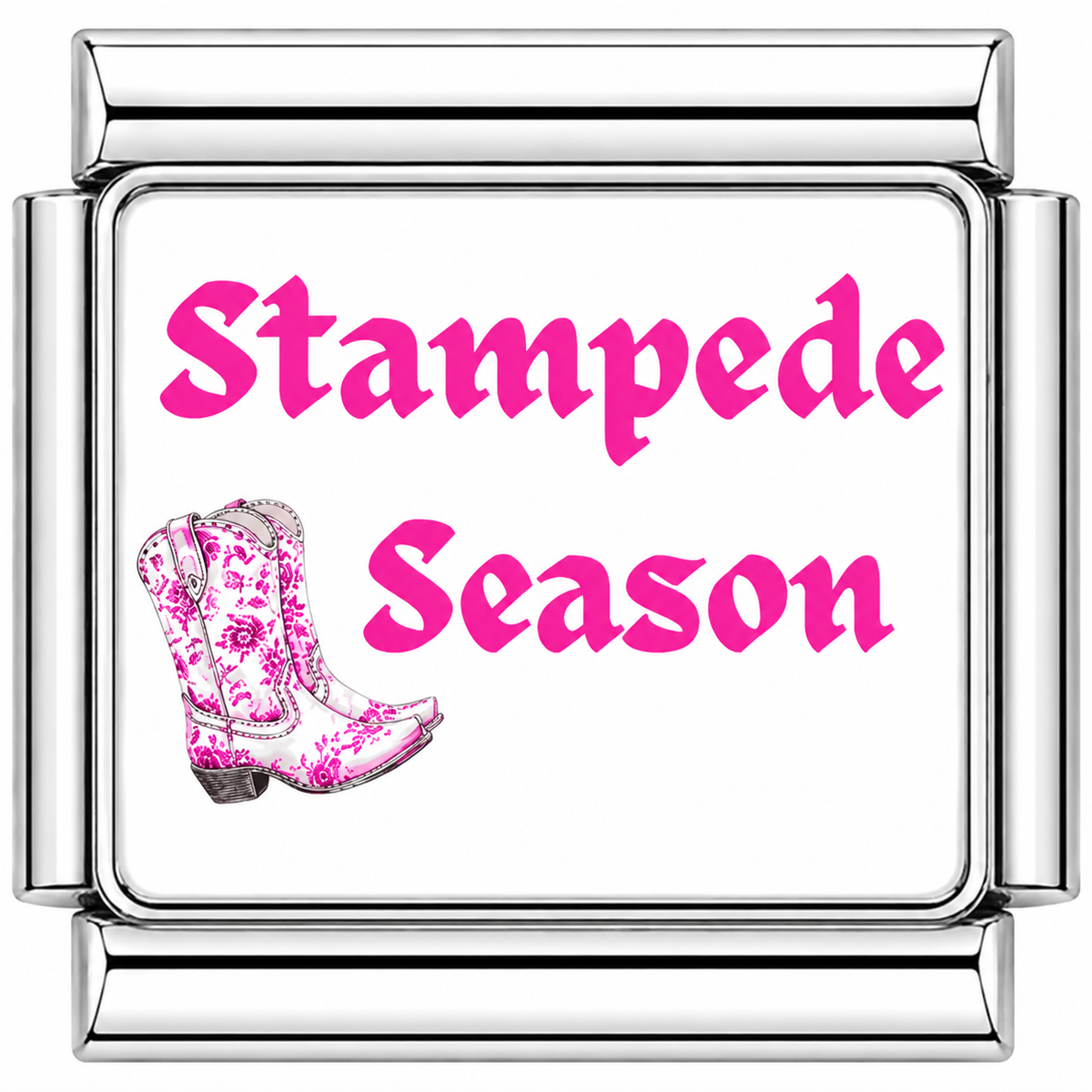Stampede Season Pink Italian Charm — Silver