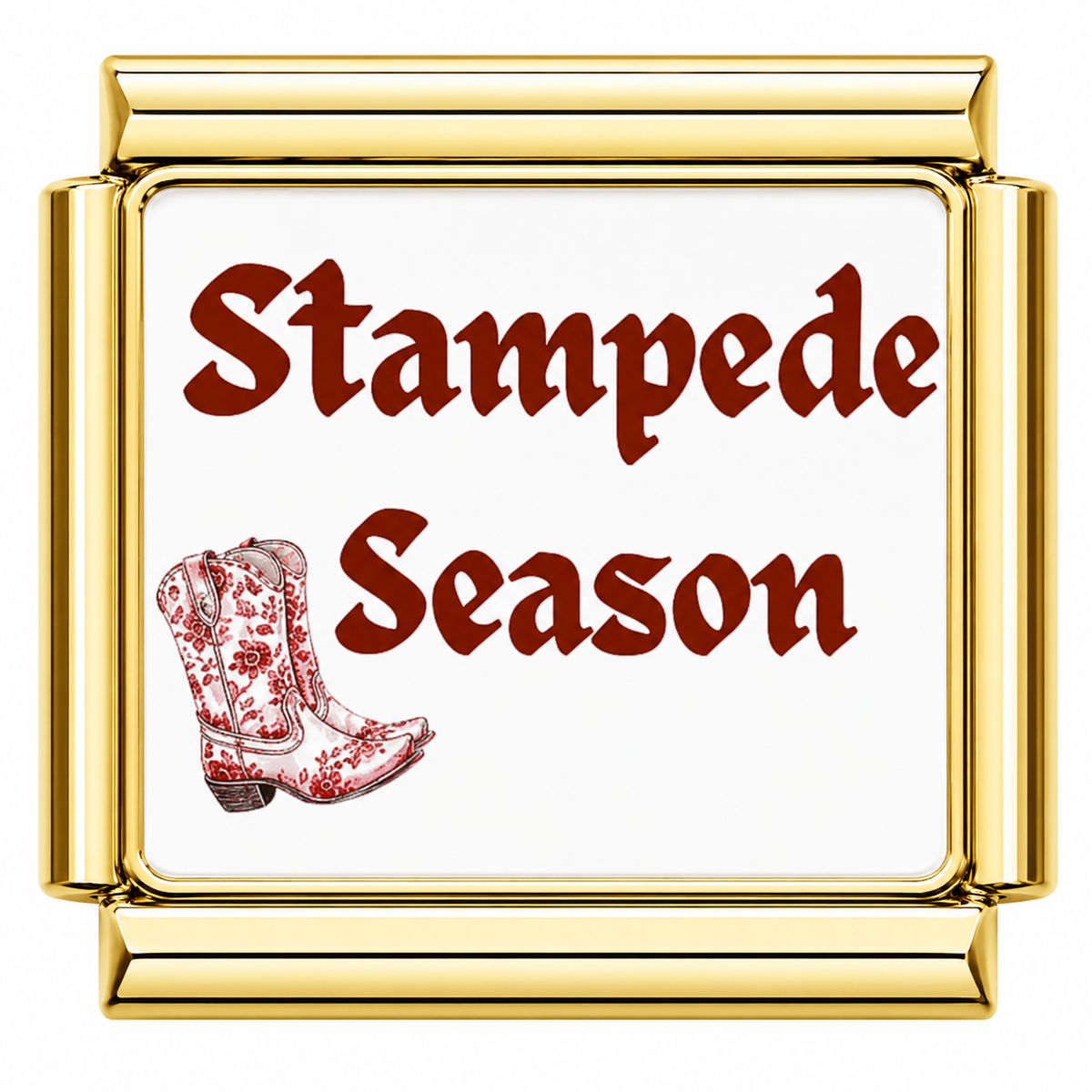 Stampede Season Red Italian Charm — Gold