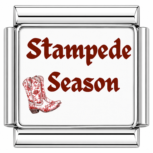 Stampede Season Red Italian Charm — Silver