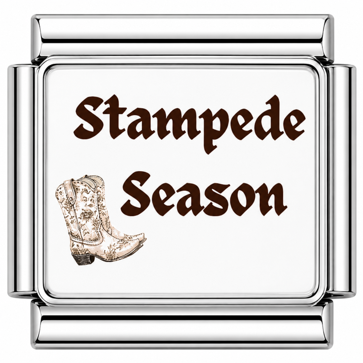 Stampede Season Brown Italian Charm — Silver