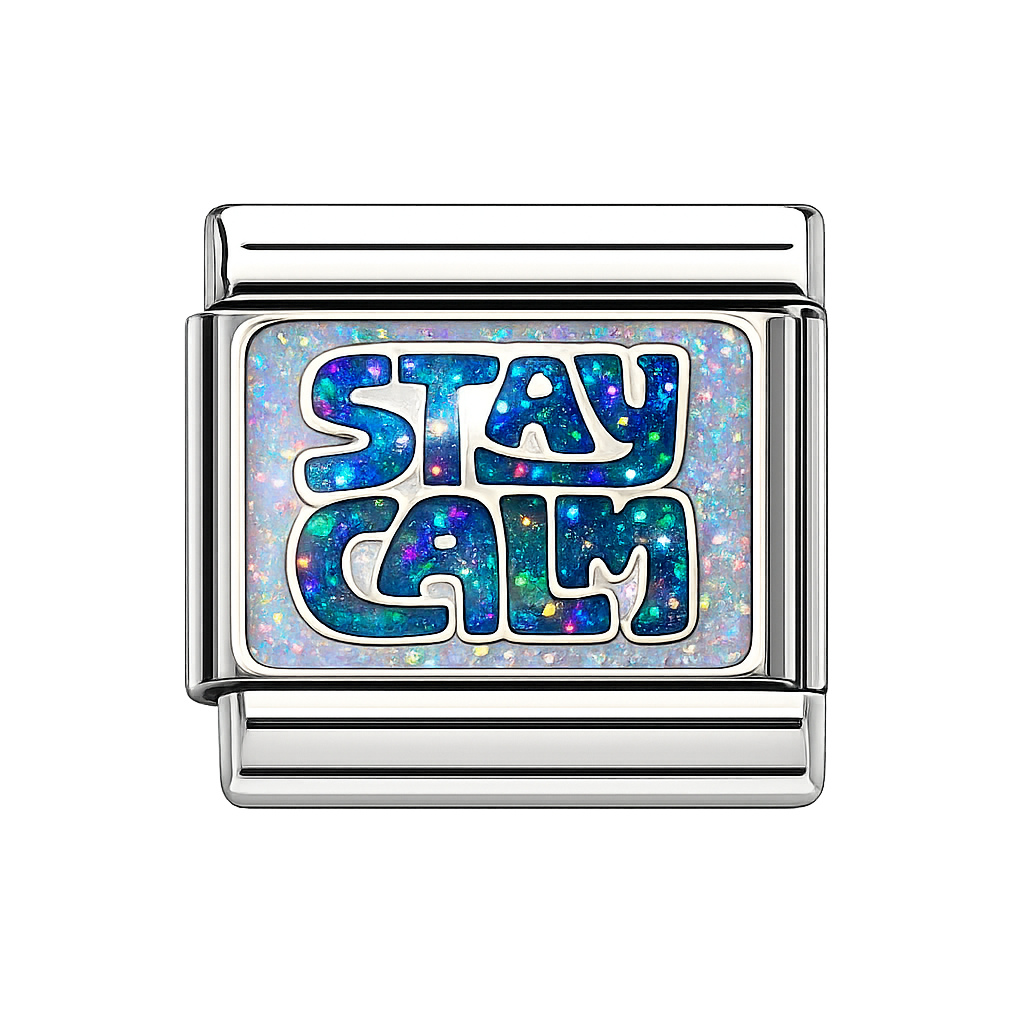 Stay Calm Italian Charm — Silver