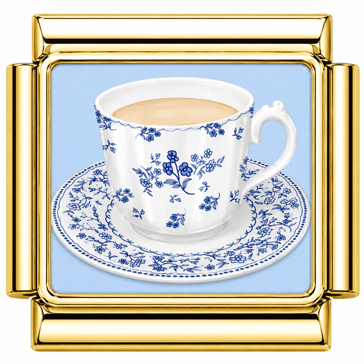 Teacup with Blue detailing Italian Charm — Gold