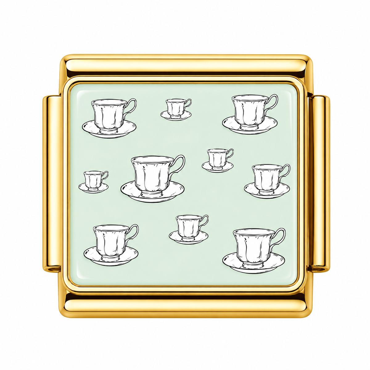 Teacups with sage green background Italian Charm — Gold